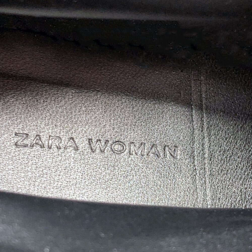 ZARA Black Leather Lace Up Wedge Mountain‎ Booties - Picture 3 of 12